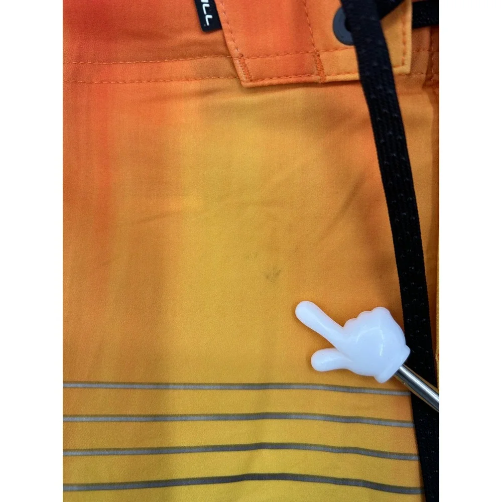 ONeill Hyperfreak Mens Board Shorts Size 31 Orange Striped Performance Swim - CJ